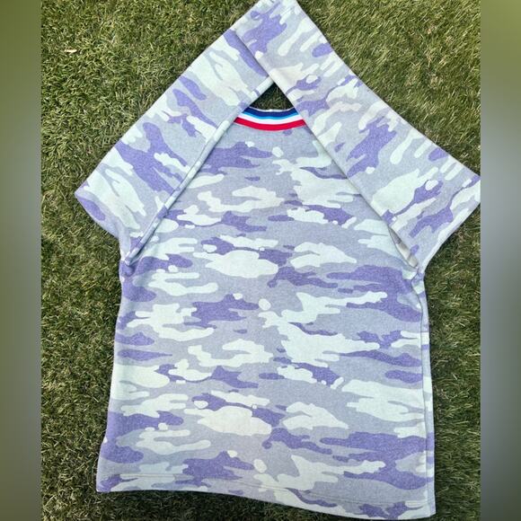 Sol Angeles Camo V Neck Cardigan Beach Preppy Retro Y2K style Fleece Sweater Sm - Picture 3 of 4